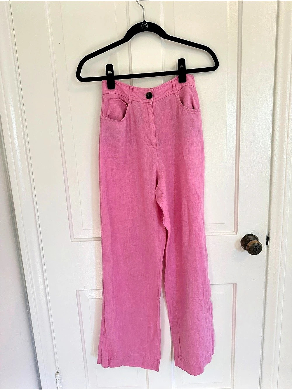 Wide Leg Pink Linen Style Pants